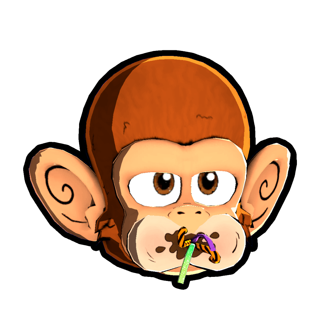 Candy Cheeks accessory icon, a monkey with stuffed cheeks and two wrapped lollipops in its mouth