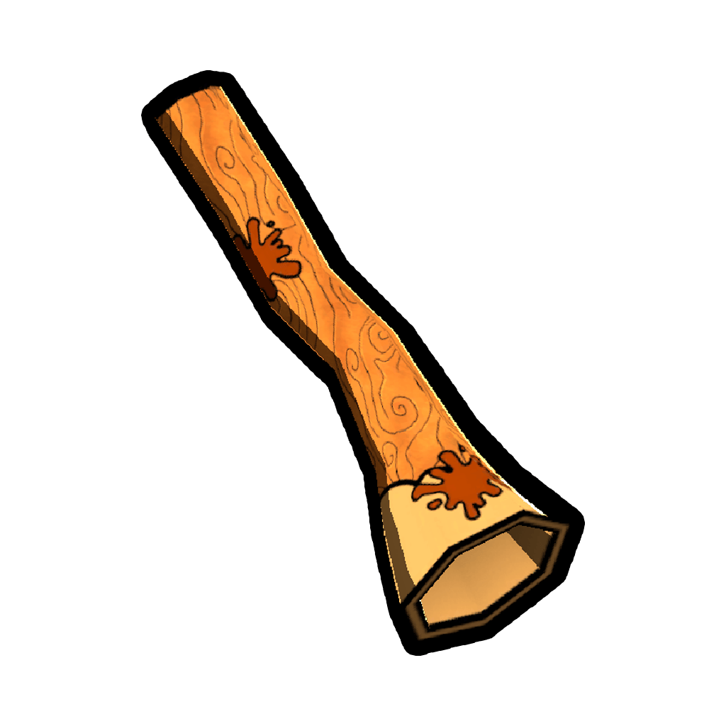 Doo Didgeridoo accessory icon, a carved wooden didgeridoo