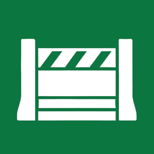 Class icon: white striped barricade wall on a green background
