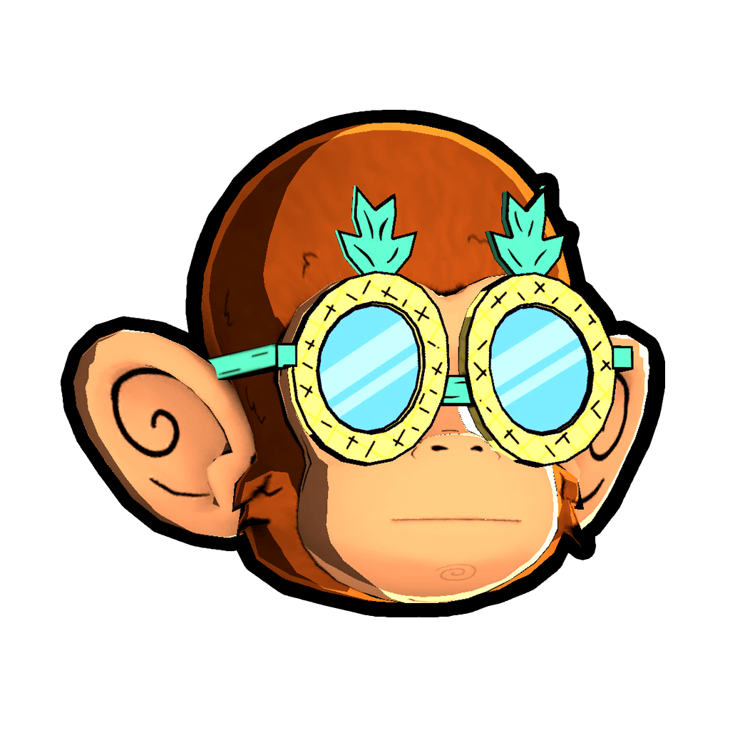 Pineapple Glasses accessory icon: a monkey wearing pineapple-shaped sunglasses