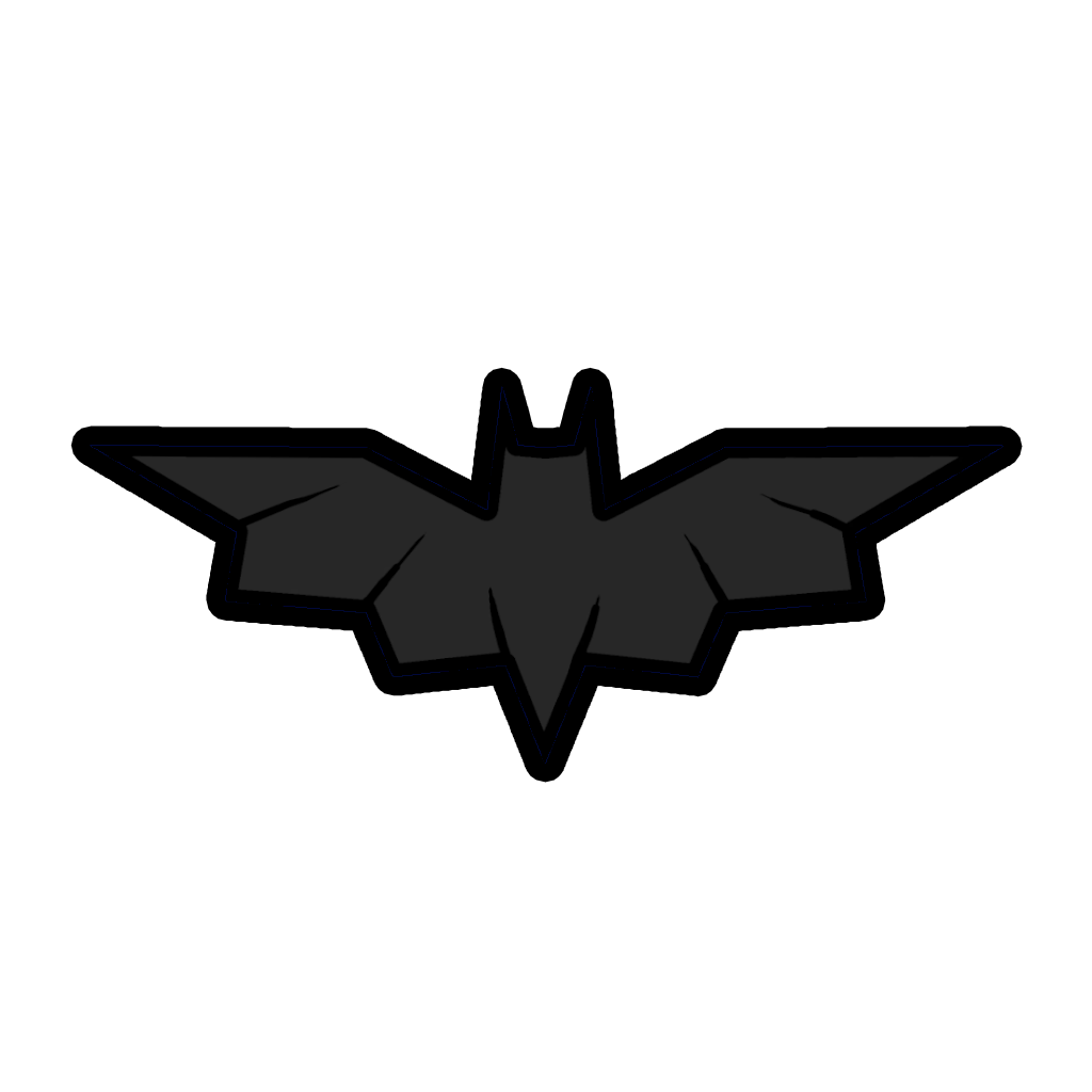 Bat Boomerang item icon, a matte black bat silhouette with swept-back wings