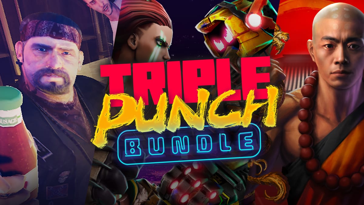 Triple Punch Bundle key art: the logo flanked by fighters from Final Fury, Dragon Fist, and Drunkn Bar Fight