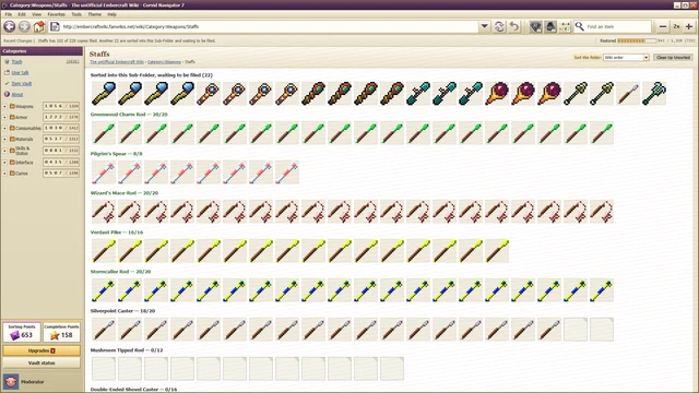 A sub-folder page. Each row is one item; fill it and the row settles.
