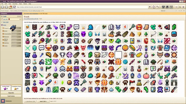 The Trash: 10,324 deleted items, one screenful of the log at a time.