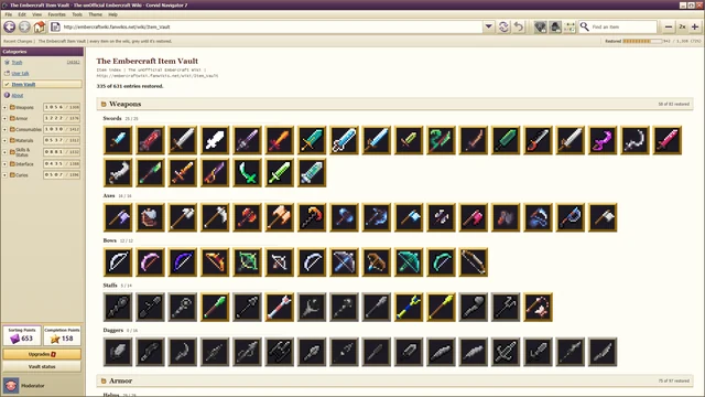The Item Vault: every item gets its page back once its row is whole.